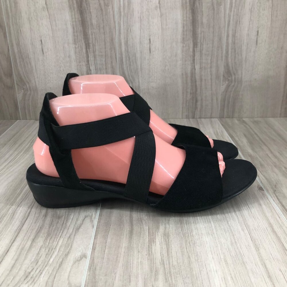 Munro Sandals Womens 9.5M Black Suede Slip On Comfort Shoes